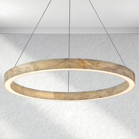Swaroevan Alabaster StoneGlow Round Chandelier