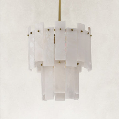 Solara Alabaster 2-Tier Round Pendant 13"