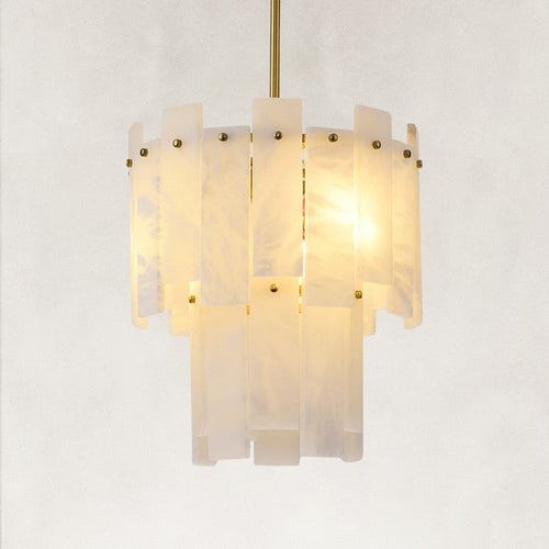 Solara Alabaster 2-Tier Round Pendant 13