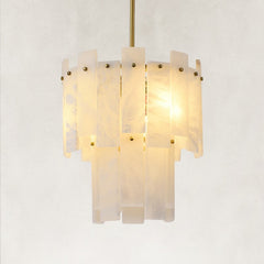 Solara Alabaster 2-Tier Round Pendant 13